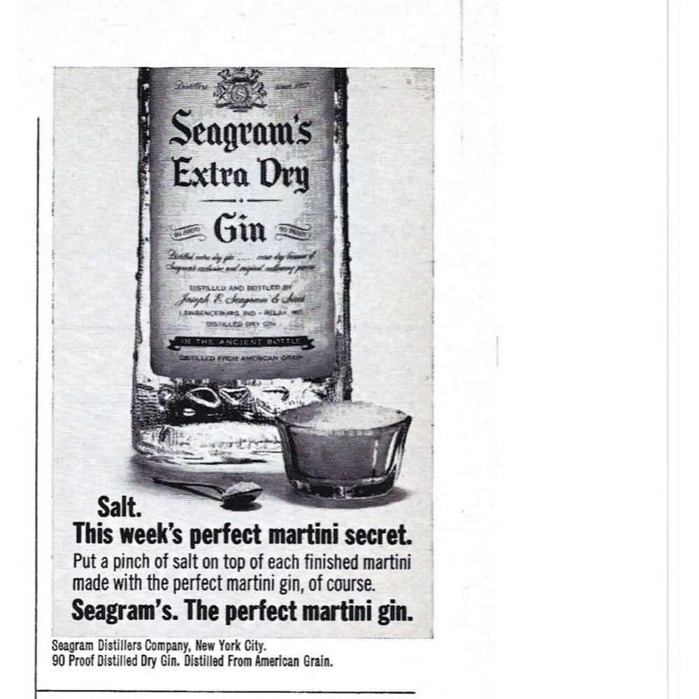 Seagram's Extra Dry Gin Martini Advertisement 1960s Vintage Print Ad 9 inch